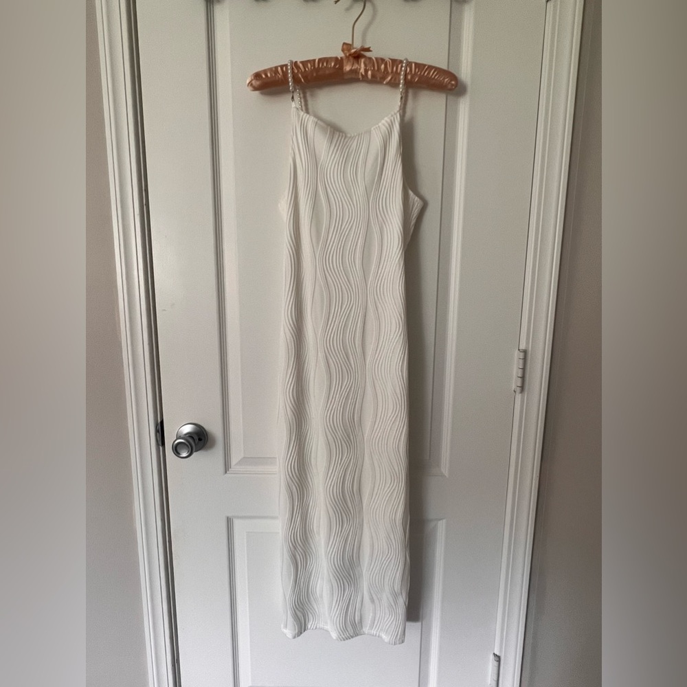 Water Ripple Textured Cami Dress White